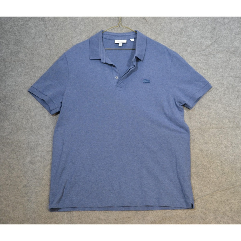 Lacoste Polo Shirt Mens‎ XL Blue Regular Fit Short Sleeve Stretch Knit Croc Logo